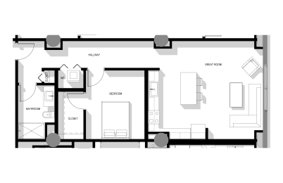the floor plan of the house is drawn on a white background royalty free illustration