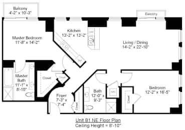 2 Bed 2 Bath Floor Plan at Residences Providence, Providence, 2903