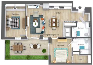 Two Bed Apartment for Rent at 26WB South Boston Apartments