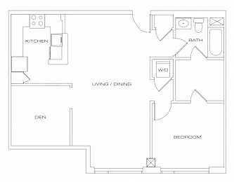 a floor plan of a one bedroom apartment at residences on broadway