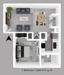 Floor Plan  1-bedroom floor plan.