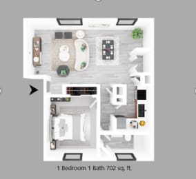 Floor Plan  1-bedroom floor plan.