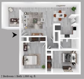 Floor Plan  2-bedroom floor plan.