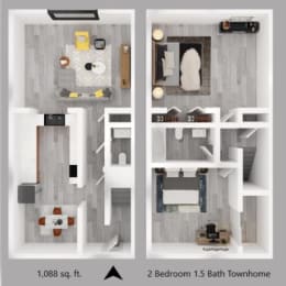 Floor Plan  2-bedroom floor plan.