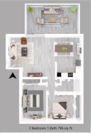 Floor Plan  2-bedroom floor plan.