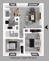 Floor Plan  2-bedroom floor plan.