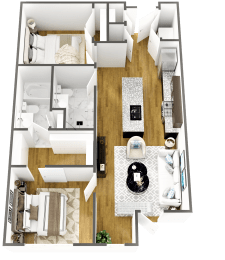 Floor Plan  a floor plan of a two bedroom apartment with a bathroom and a living room