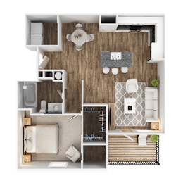 1 Bed 1 Bath Floorplan at Highview Pointe, Louisville