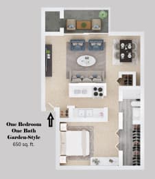 Floor Plan  1-bedroom floor plan.
