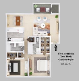Floor Plan  2-bedroom floor plan.