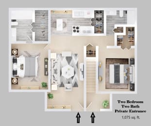 Floor Plan  2-bedroom floor plan.