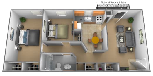 a floor plan of a 1 bedroom apartment at the crossings at white marsh apartments in white marsh at Hyde Park Apartments*, Essex, MD 21221