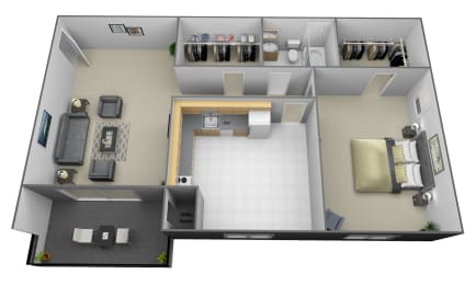 1 bedroom 1 bathroom studio 3D at Painters Mill Apartments, Randallstown, 21117