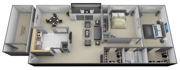 2 bedroom 1 bathroom with den 3D at Painters Mill Apartments, Randallstown, MD, 21117
