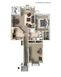 A floor plan of a house with a kitchen, living room, bedrooms and bathrooms.