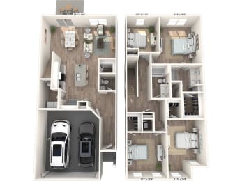 Floor Plan  a 2100 sq ft floor plan with a car in the garage