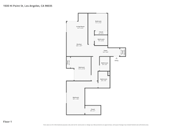 A floor plan of a building at 1500 HI Point St, Los Angeles, CA 90035.