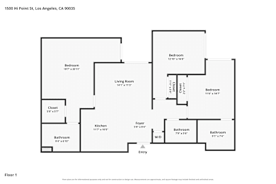 A floor plan of a two bedroom apartment.