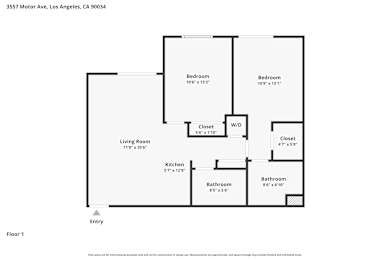 A black and white floor plan of a two bedroom apartment.