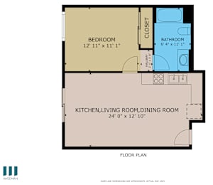 Palm Floor Plan at Ogden Garden by Wiseman, Los Angeles, 90036