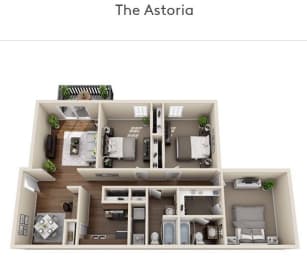 The Astoria Floor Plan at Ascot Place Apartments, Birmingham, AL