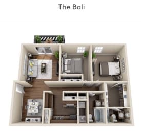 The Bali Floor Plan at Ascot Place Apartments, Alabama, 35235