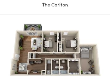 The Carlton Floor Plan at Ascot Place Apartments, Birmingham, AL, 35235