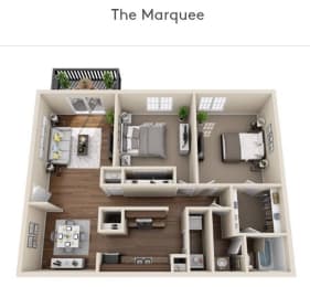 The Marquee Floor Plan at Ascot Place Apartments, Alabama