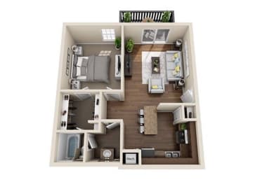 The Chateau Floor Plan at Ascot Place Apartments, Birmingham, Alabama