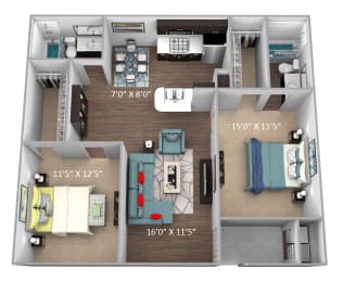our apartments have a spacious living room and kitchen with plenty of counter space