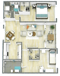  Floor Plan Two Bedroom Two Bath