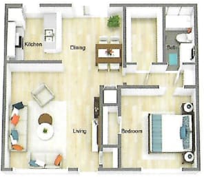  Floor Plan One Bedroom One Bath Large