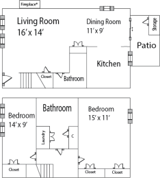 floor plans for a bedroom house with a kitchen and a living room