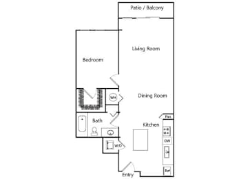 Floor Plan  A1 income restricted floorplan at Riverpark Apartments in Redmond WA