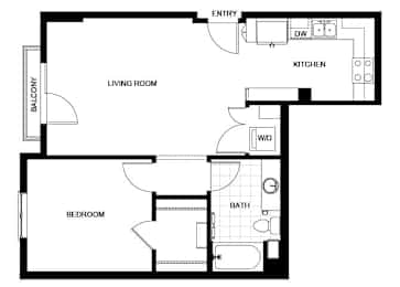 Floor Plan  A02 Floor Plan at Candara at Hancock Park Apartments in Los Angeles CA