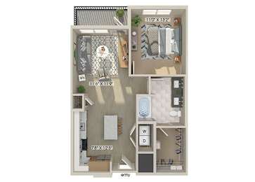 Floor Plan  One bedroom floor plan image at East Bend Apartments in Houston TX