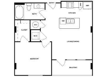 Floor Plan  One bedroom one bathroom floor plan image at Norte Town Lake Apartments in Tempe Arizona