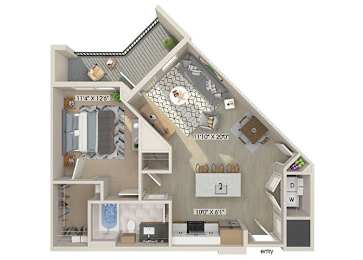 Floor Plan  One bedroom floor plan image at East Bend Apartments in Houston TX