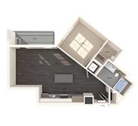 Floor Plan  A03 one bedroom floor plan image at North at Totem Lake Apartments in Kirkland WA