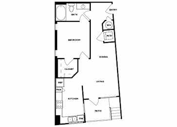 Floor Plan  One bedroom one bathroom floor plan image at Norte Town Lake Apartments in Tempe Arizona