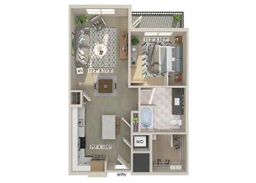 Floor Plan  One bedroom floor plan image at East Bend Apartments in Houston TX