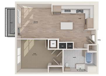 Floor Plan  One bedroom floor plan image at Vero Apartments in Chelsea MA