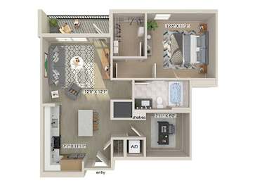 Floor Plan  One bedroom floor plan image at East Bend Apartments in Houston TX