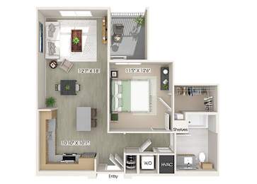 Floor Plan  One bedroom floor plan image at The Wylden in Los Angeles CA