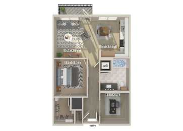 Floor Plan  One bedroom floor plan image at East Bend Apartments in Houston TX