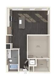 Floor Plan  A07 one bedroom floor plan image at North at Totem Lake Apartments in Kirkland WA