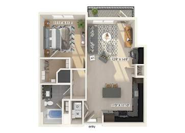 Floor Plan  One bedroom floor plan image at East Bend Apartments in Houston TX
