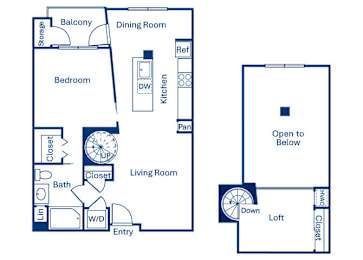 Floor Plan  One bedroom floor plan at Main and Jamboree Apartments in Irvine CA