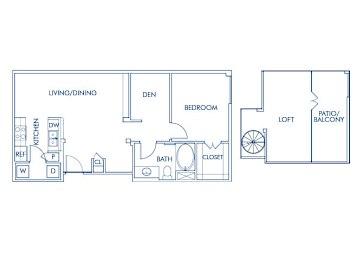 Floor Plan  One bedroom floor plan at Caprielle Apartments in San Diego CA