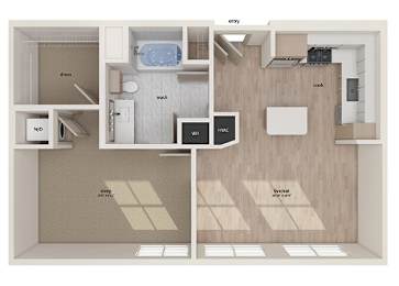 Floor Plan  One bedroom floor plan image at Vero Apartments in Chelsea MA